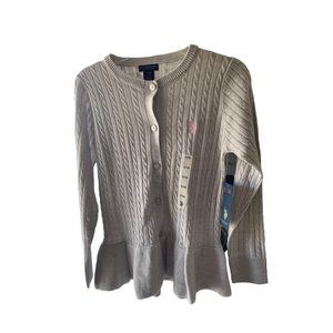 NWT U.S. POLO GREY GIRLS CARDIGAN